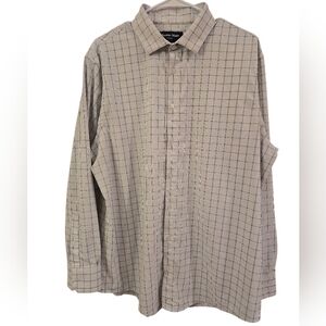 MIZZEN + MAIN LEEWARD CLASSIC WINDOW PANE BUTTON UP LONG SLEEVE SHIRT. SZ LARGE.